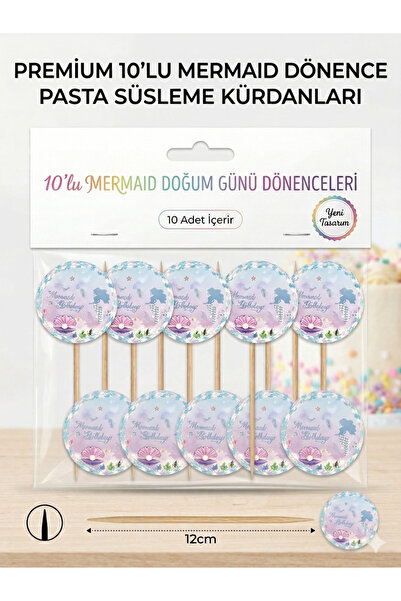 ÇAVUŞ E-TİCARET Deniz Kızı Temalı Pasta Kürdanı Deniz kızı Cupcake Süsü Deniz...