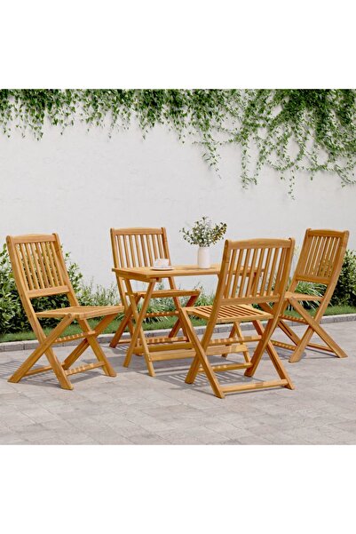 vidaxl Set mobilier de gradina pliabil, 5 piese, lemn masiv de acacia