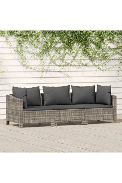 Concept Set mobilier de grădină cu perne, 3 piese, gri, poliratan