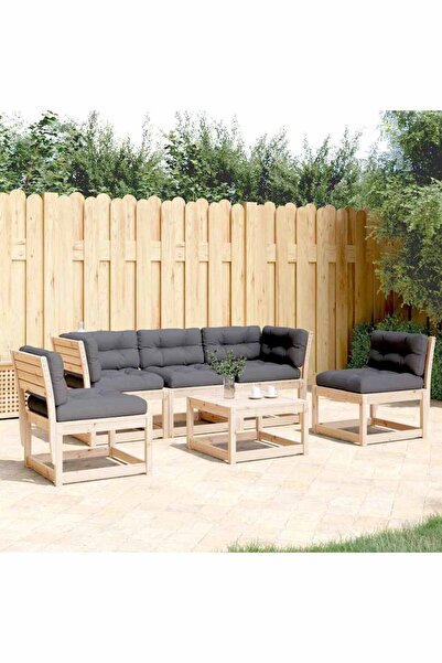 vidaxl Set canapele de gradina cu perne, 5 piese, lemn masiv de pin