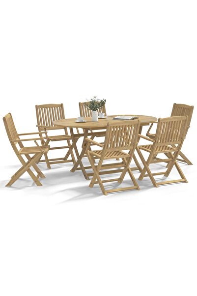 vidaxl Set mobilier de gradina, 7 piese, lemn masiv de acacia