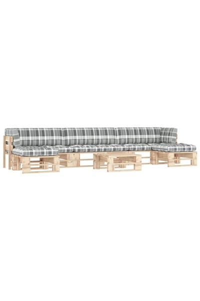 vidaxl Set mobilier de gradina cu perne, 6 piese, lemn pin tratat