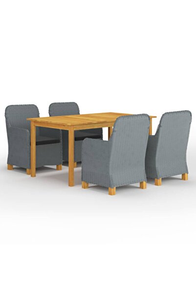 vidaxl Set de masa pentru gradina, 5 piese, gri deschis