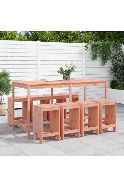 vidaxl Set bar de gradina, 9 piese, lemn masiv douglas