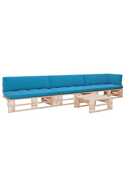 vidaxl Pallet furniture set with cushions, 4 pieces, treated pine wood
