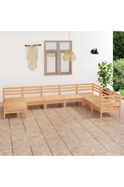 vidaxl Set mobilier de gradina, 8 piese, lemn masiv de pin