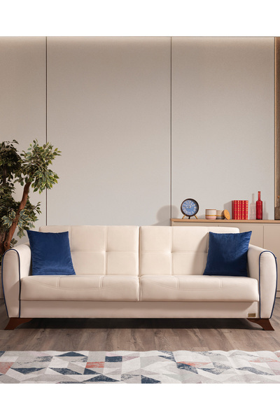 İYENA HOME LİVİNG Aykon Mekanizmalı 3'lü Koltuk Krem