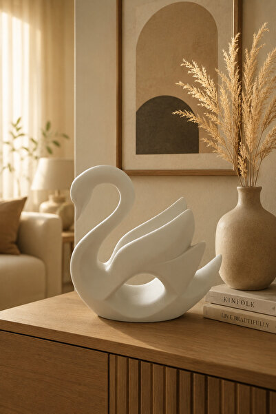 Sapphire 3D Modern Dekoratif Kuğu Biblo Minimalist Ev Dekoru Salon Masa Süsü
