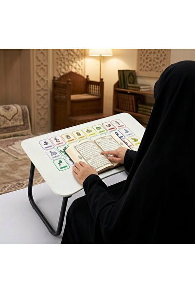 Zevahir Home Foldable Glass Laptop Stand - Educational Colorful Elif Ba Themed