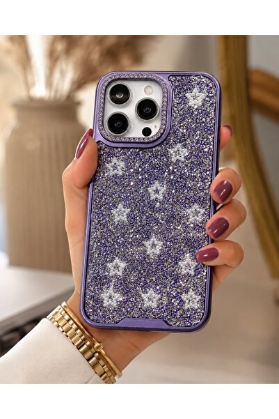 KILIF HOUSE Iphone 16 Pro Uyumlu Yıldız Tasarımlı Full Parlak Taş Yüzeyli Lük...