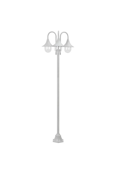 vidaxl Stalp iluminare gradina, E27, 220 cm, aluminiu, 3 lampi, alb