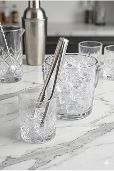 Selenica Premium Paslanmaz Çelik Buz Maşası - Tırtıklı Metal Bar ve Sunum Tut...