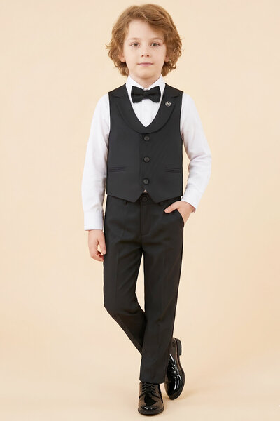 MODANINO Boy's 4-Piece Vest Set (Pants+Shirt+Vest+Bow Tie) 12662B