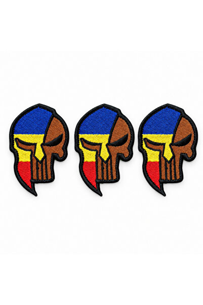 brodezcu Set 3 patch-uri brodate tactice cu velcro, model craniu România, alb...