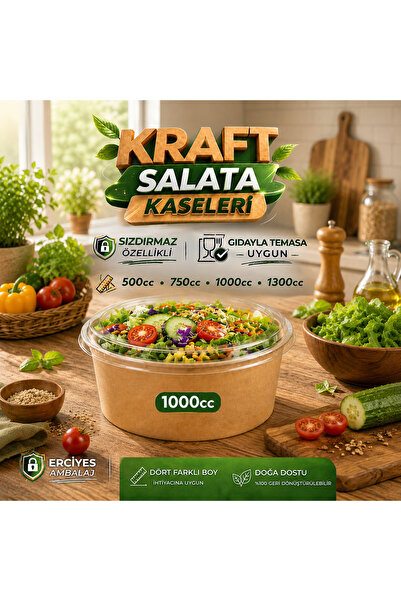 ERCİYES AMBALAJ KRAFT KASE ÇOK AMAÇLI 1000 cc ( 12 adet )