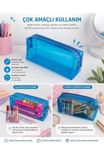 alisa Transparent Colored Pen Holder & Makeup Bag – Multi-Purpose Waterproof ...