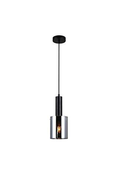 Italux Lampă suspendată modernă Sardo, Negru/Argintiu, Sticlă și Oțel, Ø13 cm...