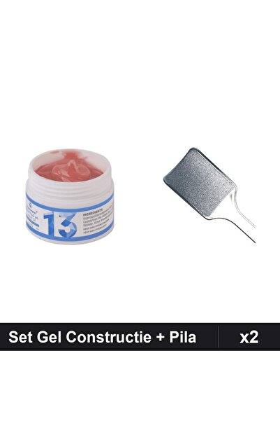 Makeup Set 2 Gel Constructie UV LED FSM 15g + Pila Calcaie, Manichiura Profes...