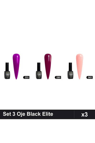 Makeup Set 3 Oje Semipermanente Black Elite Global Fashion 8ml, Nuante 255 28...