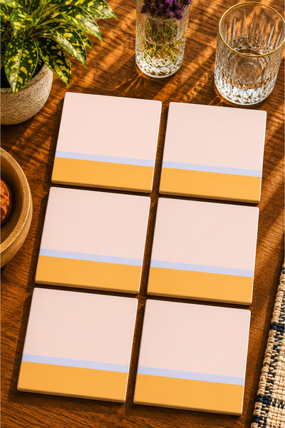JHAAR Sade Soft Colors Modern Design Set of 6 Coasters - Uv Printing Mdf - 10...