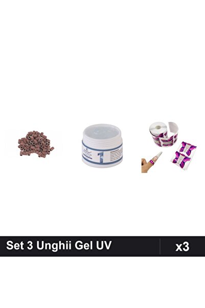 Makeup Set 3 Unghii Gel UV LED - Gel Constructie 15g, 20 Pile Smirghel 180, 1...