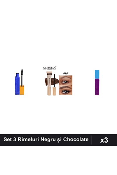 Makeup Set 3 Rimeluri Ushas Negru și Olibolla Chocolate #04, Machiaj Profesional