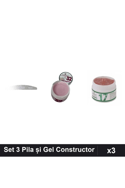 Makeup Set 3 Pila și Gel Constructie UV LED FSM 15g, Manichiura Profesională
