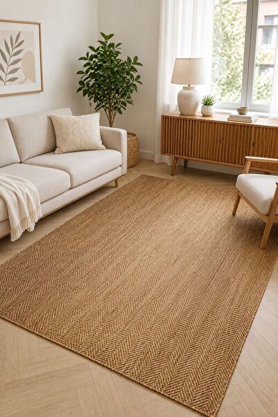 Lorente Home Liora Kahverengi Hasır Jüt Kaymaz Taban Sisal Kilim Yıkanabilir ...