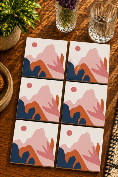 JHAAR Modern Design Set of 6 Coasters - Uv Printing Mdf - 10X10 cm