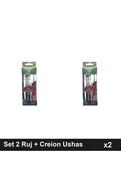 Makeup Set 2 Ruj + Creion Buze Ushas nr 18, Machiaj Profesional, Nuante Identice