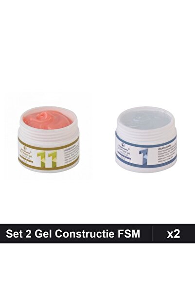Makeup Set 2 Gel Constructie UV LED FSM 15g, Nuante 11 Roz Transparent, Manic...