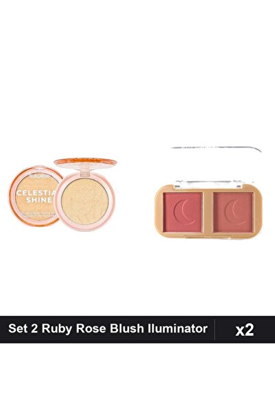 Makeup Ruby Rose 2-Pack Products - Celestial Shine Highlighter 02 and Cheek T...