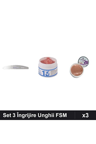 Makeup Set 3 Unghii FSM - Pilă Emma 80/80 și 2x Gel Constructie UV LED 15g