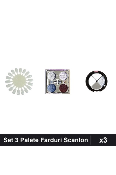 Makeup Scanlon Quiz 3-Piece Eyeshadow Palette Set, Natural Daisy Glitter, Com...