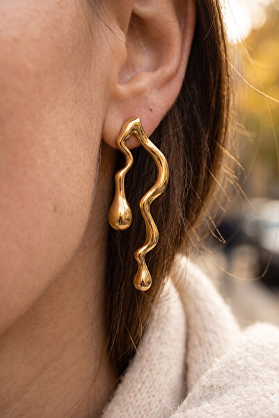 AURRARİ Gold Premium Anti-Tarnish 2-Piece Drop Light Earrings