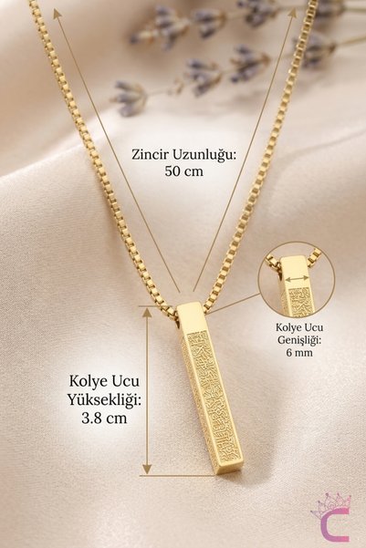 Cinderella Accessories قلادة من الفولاذ المقاوم للصدأ مع سلسلة فضية على طراز البندقية من Ayetel Kürsi - إكسسوارات مجوهرات هدية للنساء والرجال