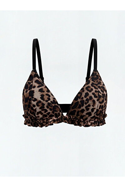LC Waikiki Kahverengi Balensiz Dolgusuz Leopar Desenli Fantezi Bralet