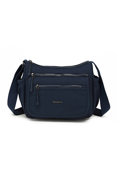 BARCELONA 21K Navy Blue Medium Size Lightweight Fabric Multi-Pocket Women's M...