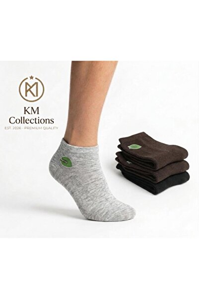 KM Collections 6'lı Paket Erkek Bambu Patik Çorap Gri