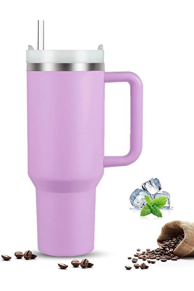 TERRION 40oz Purple Insulated Travel Tumbler with Handle Straw Lid Leakproof ...