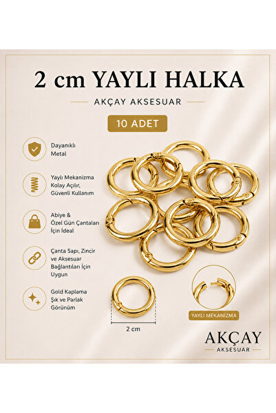 Akçay Aksesuar 10 قطع حلقات معدنية زنبركية - القطر: 2 سم
