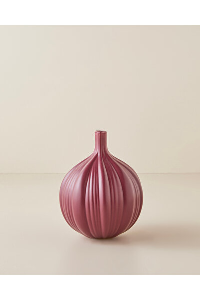 English Home Wavy Stoneware Vazo 14,5x14,5x19 cm Bordo