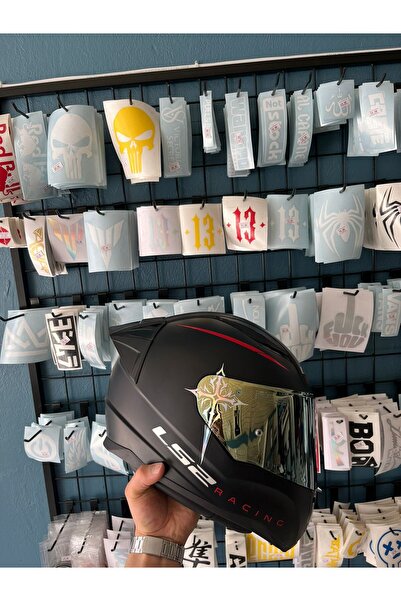 Mavera Stickers Keskin Hat (Haç) Tribal Desen Sticker Etiket (8x13 cm) Kask-A...