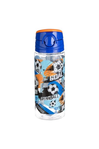 Zumzeria Transparent Blue Pop-Up Football Water Bottle for Kids 500ml
