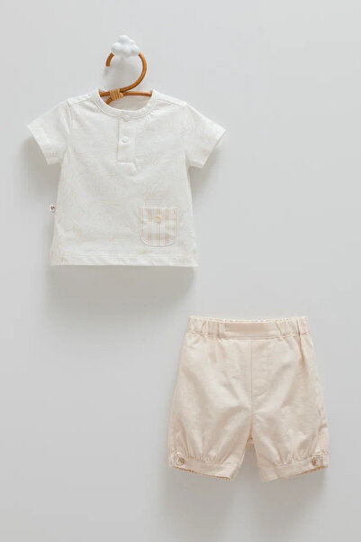 Caramell Men's 2-Piece Baby Set Cotton Linen Summer Shorts Set