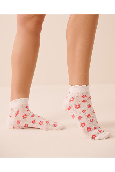 La Vie en Rose Hibiscus Pointelle Ankle Socks