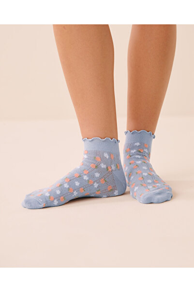 La Vie en Rose Peach Pointelle Ankle Socks