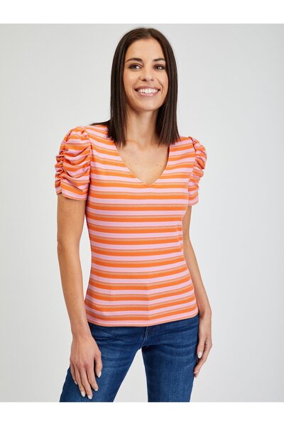 ORSAY Tricou de damă în dungi roz și portocaliu