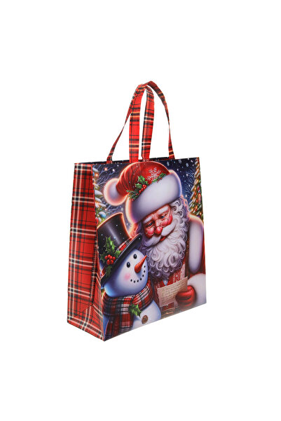 Zumzeria Reusable PP Bag with Santa Claus and Snowman Letter Design 34x14x38cm