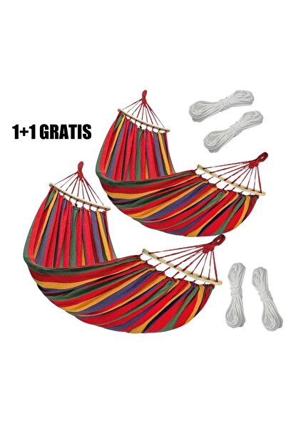 OEM 1+1 FREE HAMMOCK 80X200 CM WITH WOODEN BAR